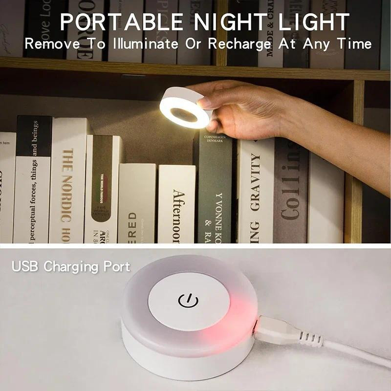 Meiteai-Home LED Nachtlicht mit Touch-Sensor, USB-wiederaufladbare runde Wandleuchte in Weiß, dimmbar und magnetisch für Flur und Schlafzimmer - Bild 6