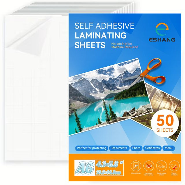 Transparentes selbstklebendes Kaltmontagepapier zur Papierkonservierung, 50 Blatt, A6-Größe, beidseitig klebend, glatte Oberfläche - Bild 1