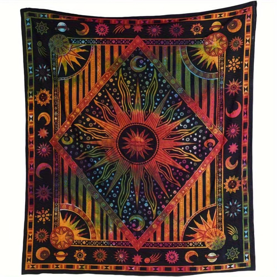 VIKAMA Bohemian Wandbehang mit buntem Sonnendruck und Mandala-Motiv, Hippie-Wandteppich in Multicolour für dein Wohnzimmer oder Schlafzimmer, Breite: 60 cm, Höhe: 40 cm - Bild 2