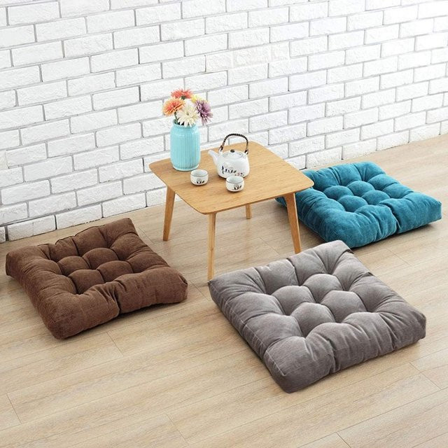 Inyahome Quadratisches Getuftetes Cord-Bodenkissen als Komfortables Tatami-Stuhlkissen für Zuhause und Büro - Bild 1