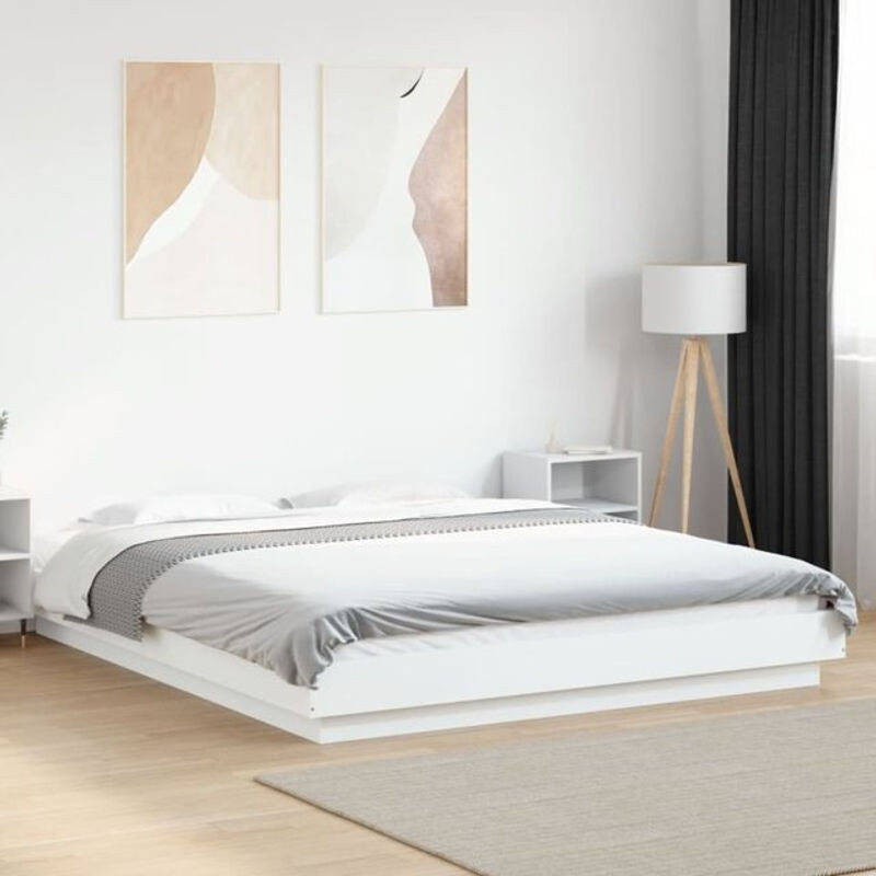Modernes Doppelbett Vidaxl aus Holzwerkstoff in Weiß, B/T/H: 150 x 200 cm - Bild 1