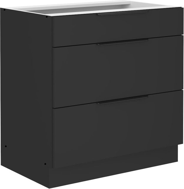Küchen Unterschrank SIENA Schwarz mit Vollauszug und Soft-Close, Breite: 80 cm - Bild 1