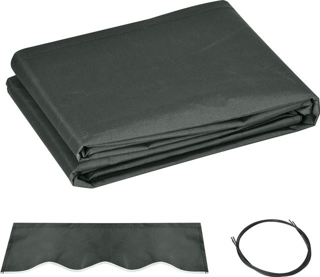 Outsunny Ersatz-Markisenstoff mit Wellenlambrequin aus hochdichtem Polyester, Grau, B: 382 cm, H: 240 cm - Bild 1