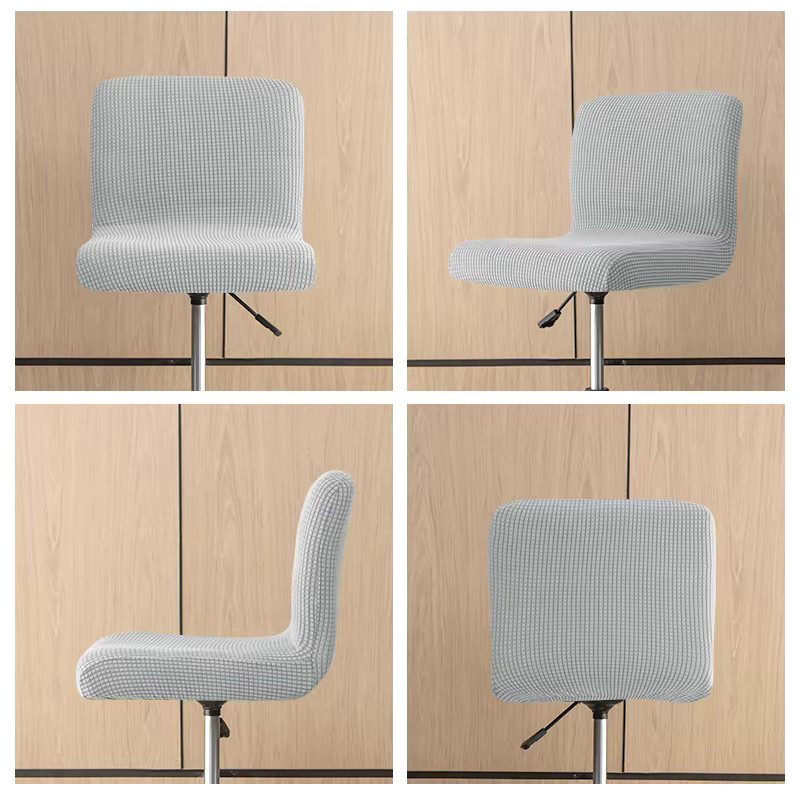 WANERQU Bar-Stuhlbezüge aus Polar-Fleece mit kurzer Rückenlehne, elastische Stretch-Sitzbezüge in Rot oder Grau für Esszimmer und Hotels - Bild 1