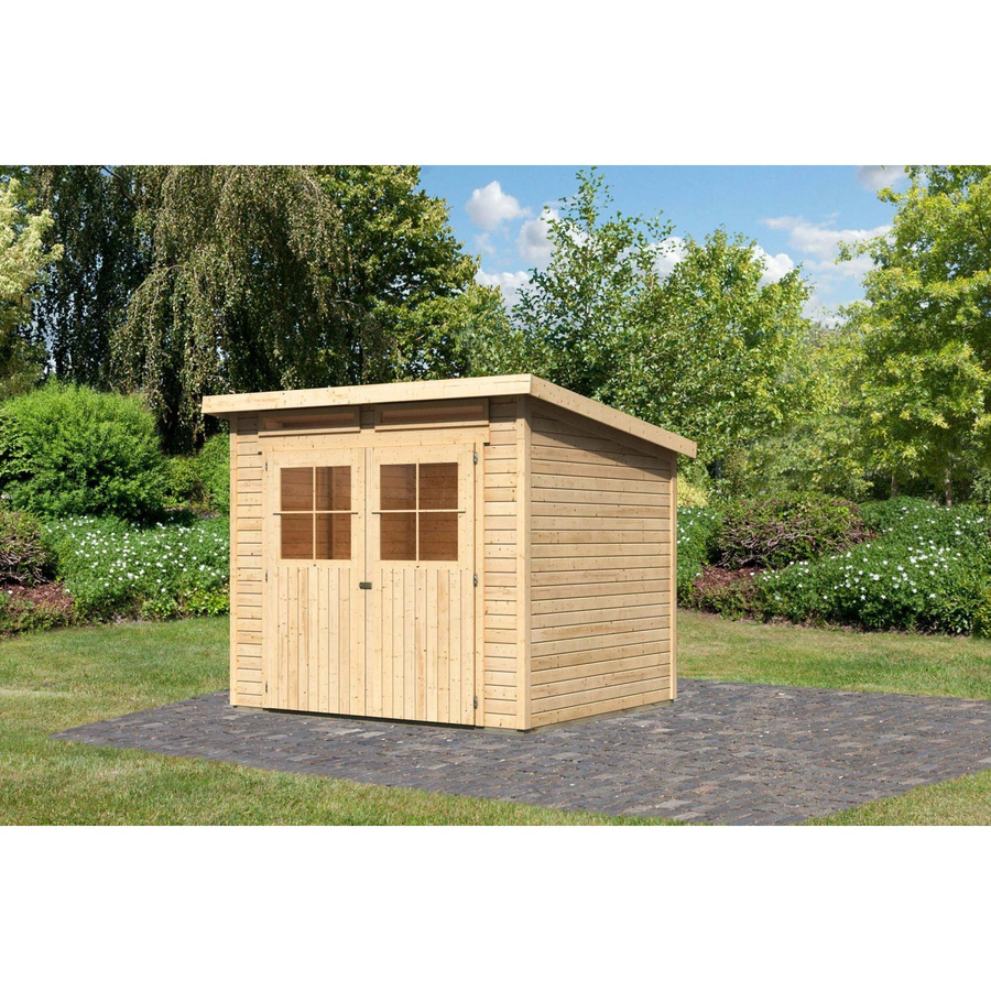 Karibu Holz-Gartenhaus Egersund in Natur mit Pultdach und modernem Design, B/T/H: 238 x 213 x 220 cm - Bild 2