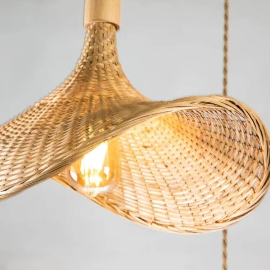 JOYINLED Bambus Pendelleuchte in Braun im Boho-Stil für Schlafzimmer und Hotel - Bild 3