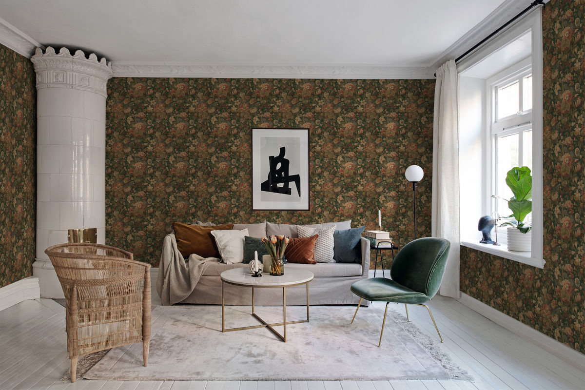Rebel Walls Tapete Vintage Garden in Green und Brown mit botanischem Floral-Design aus Vlies - Bild 2
