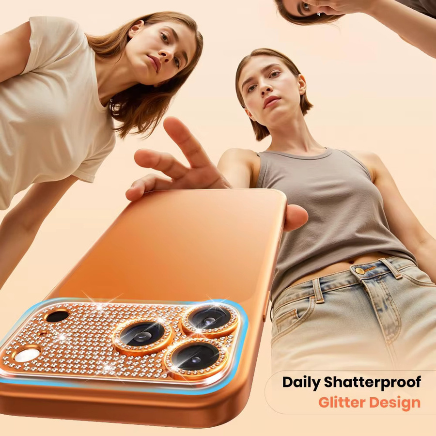 NNBILI Kameralinsen-Schutz aus gehärtetem Glas für iPhone 17 16 15 14 13 12 11 Pro Max 16e in Blau und Gold mit Blendschutz und Kratzschutz - Bild 5