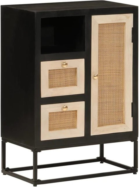 vidaXL Sideboard aus Mango Massivholz und Eisen in Schwarz, B/T/H: 55 x 30 x 76 cm - Bild 1