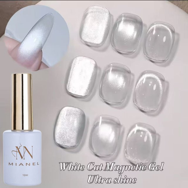 Mianel Weißes Katzenauge Magnetgel, 12 ml, Glänzend - Bild 1