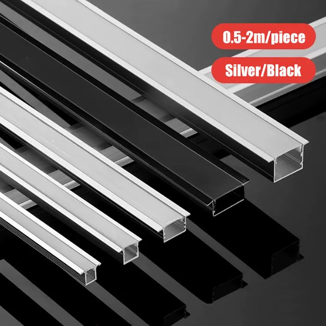 Ksdligh LED Aluminium Profil Kanal mit Diffusor in Schwarz oder Silber für lineare Beleuchtung an Decke, Wand oder Ecke - Bild 1