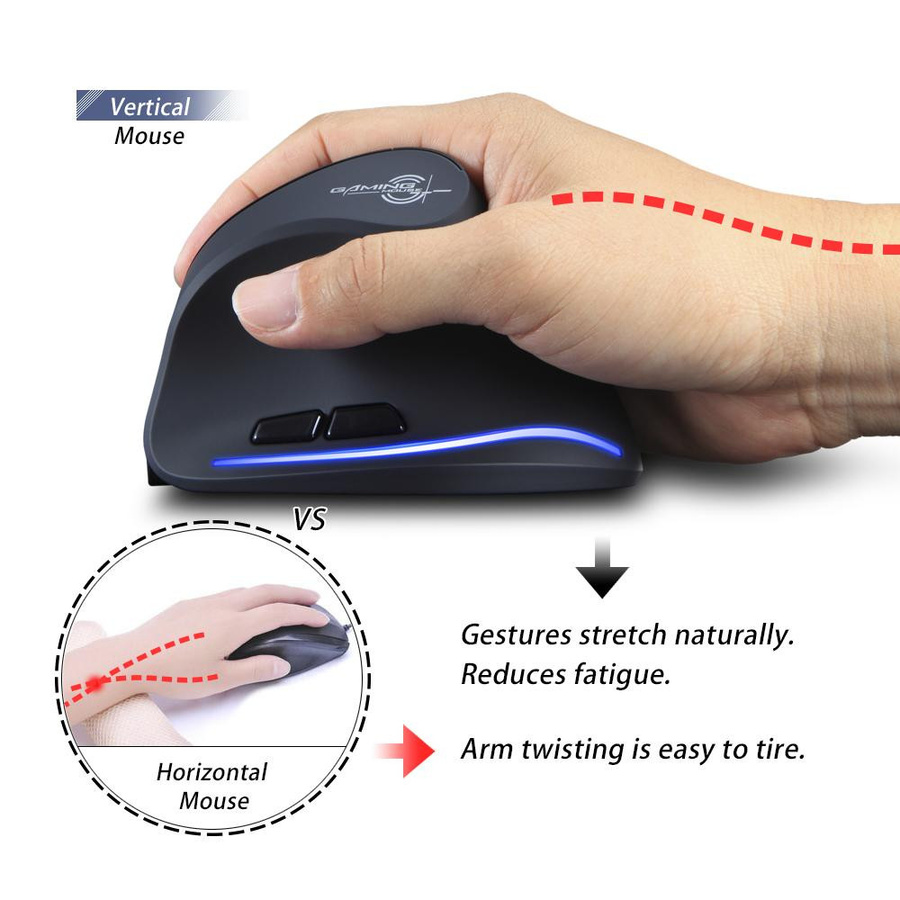 ZELOTES F-35B Kabellose Gaming-Maus in Schwarz mit 2,4 G, Bluetooth 3.0 und Bluetooth 5.0, ergonomische vertikale Maus mit drei Modi und 3 Gängen - Bild 5