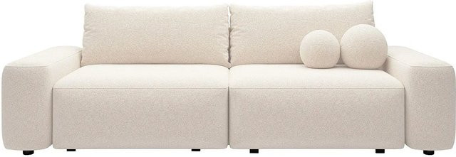 Vente-unique Schlafsofa Daviso in Cremefarben mit Stoffbezug und Armlehnen, Breite: 257 cm - Bild 1