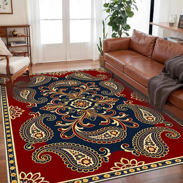 VIKAMA Traditioneller persischer Paisley-Teppich in Multicolour, orientalisches Design, rutschfest und pflegeleicht - Bild 1