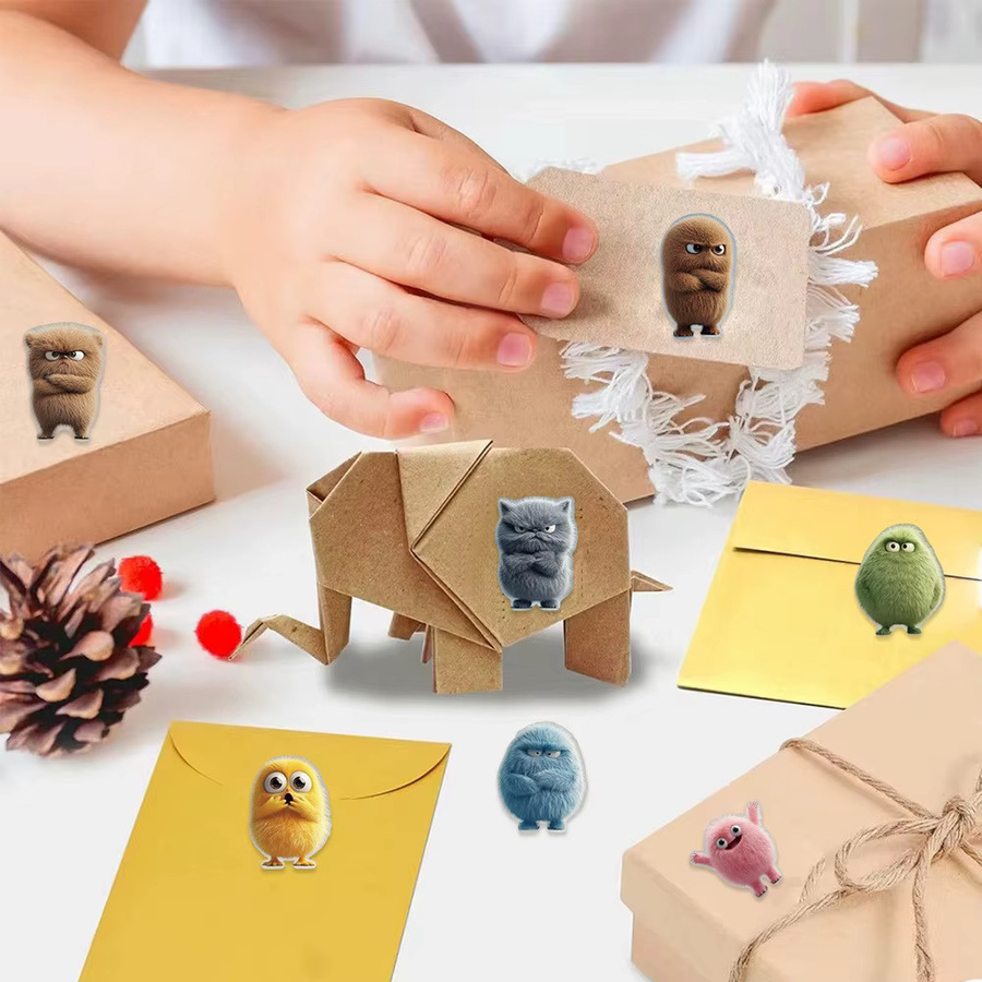 500 Stück flauschige Monster-PVC-Rollenaufkleber in Multicolour für Kinder zur DIY-Dekoration von Telefonen, Wasserflaschen und Spielzeug von BulingBulingStickers Store - Bild 2