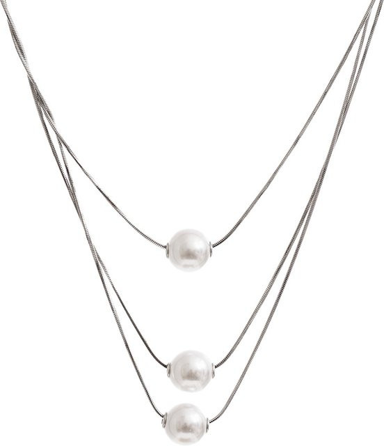 NiNice Halskette Edelstahl, Perle, Silber, Damen - Bild 1