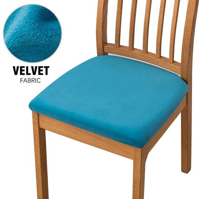 Utmya Dom Textile Sitzkissenbezug aus superweichem Samtstoff in Türkis, dehnbarer und rutschfester Stuhlbezug für Esszimmer und Wohnzimmer - Bild 1