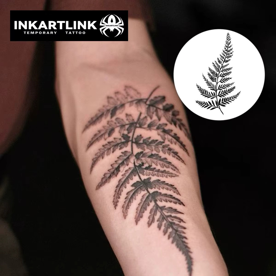 INKARTLINK Temporäres Tattoo, große Blätter, wasserfest, semi-permanent - Bild 2