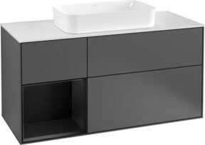V&B Waschtischunterschrank Finion mit Wandbeleuchtung, Anthrazit lackiert, Breite: 120 cm, Tiefe: 50,1 cm, Höhe: 50,1 cm - Bild 1