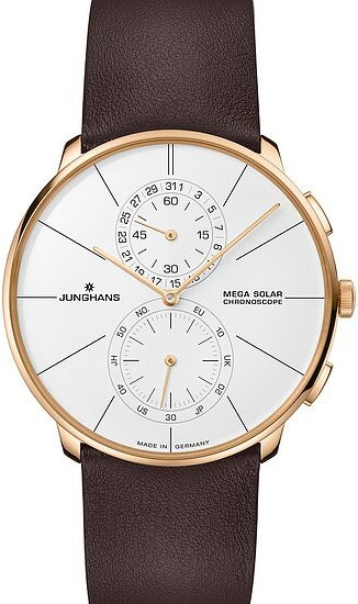 Junghans Chronograph, Solar, Edelstahl, Roségold, Leder, Herren - Bild 1
