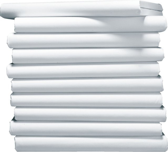 PULSIVA Vorteilspack Spannbettlaken Portland Jersey aus Baumwolle, Weiß, 10er Pack, B/L: 90-100 x 200 cm - Bild 1