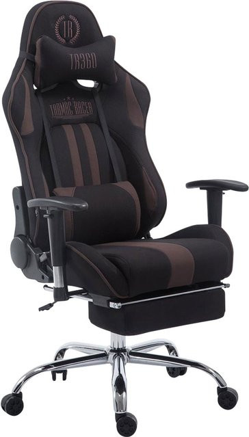 TPFLiving Racing Bürostuhl Limitless Gaming Chair aus Stoff mit Fußablage und Kopfstütze, Schwarz/Braun - Bild 1