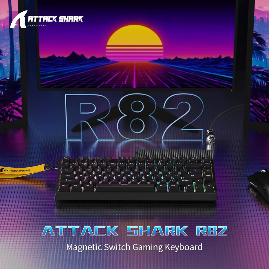 ATTACK SHARK R82 HE Kabelgebundene 75 % Gaming-Tastatur mit Magnetschaltern, 8K Hz Polling-Rate, Ultrapräzision 0,005 mm RT Tech und RGB-Hintergrundbeleuchtung in Pink und Black - Bild 2