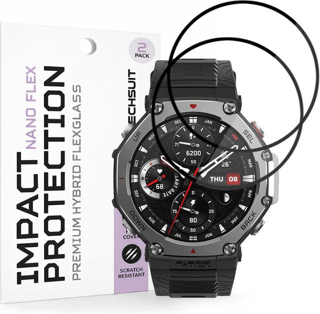 Techsuit Nano Flex Schutzfolie für Amazfit T-Rex 3, 2er-Set, Schwarz - Bild 1