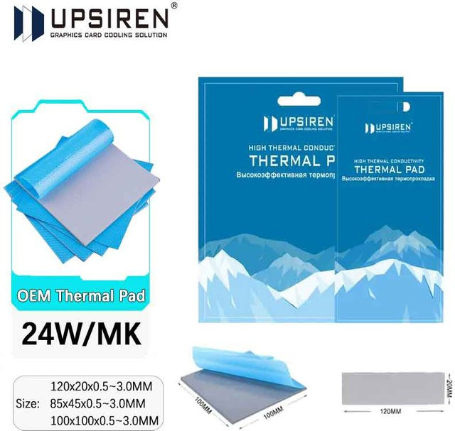 Upsiren Wärmeleitpad aus leitfähigem Silikon mit 24W/mk, Dicke: 0,75 mm, 1,25 mm oder 1,75 mm - Bild 1