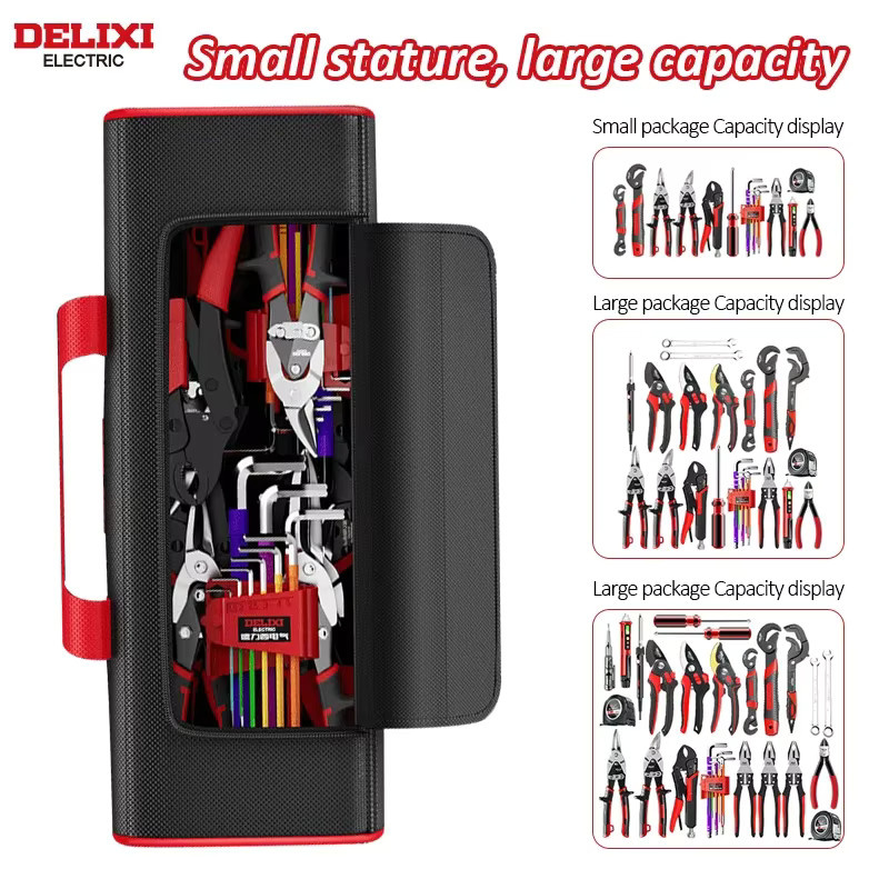 DELIXI ELECTRIC Werkzeugtasche aus Oxford-Stoff in Schwarz für Elektriker und Tischler - Bild 3