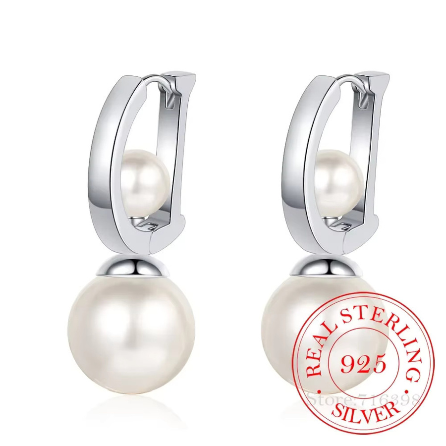 Creolen 925 Silber, Perle, Damen - Bild 2