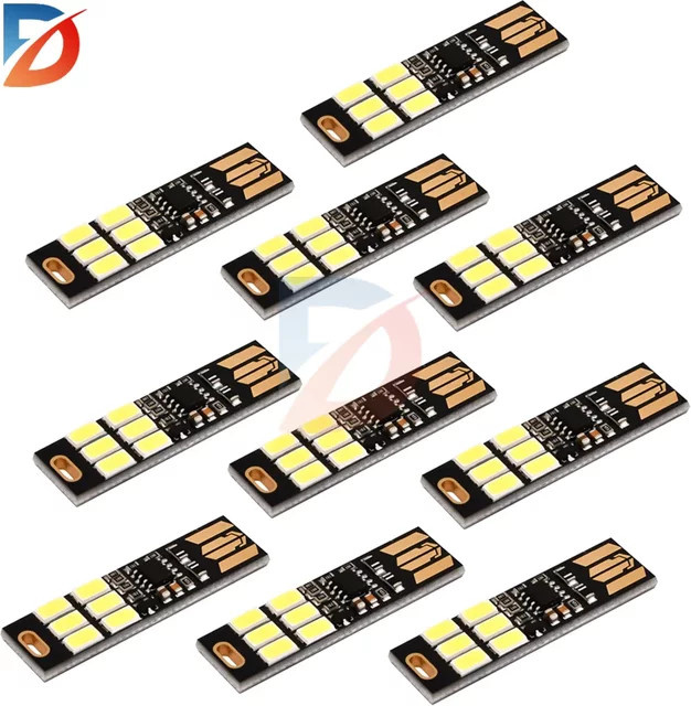 diymore USB LED Nachtleuchte mit 6 SMD-Leuchten, dimmbar per Berührungssensor, für Laptop und Buchlesen, in Schwarz oder Weiß - Bild 1