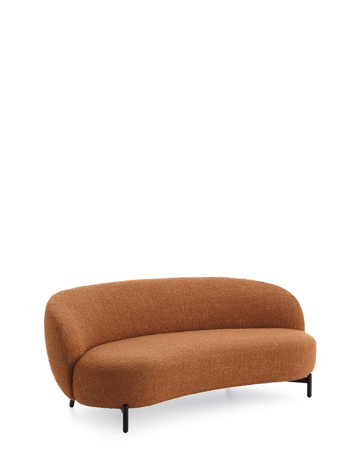 Kartell Lunam Sofa Curly mit Bouclé-Bezug in Orange und Metallgestell - Bild 2