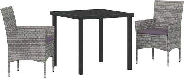 vidaXL 3-teiliges Garten-Esszimmer-Set aus Poly Rattan in Grau mit modernem Rattan-Webmuster - Bild 1