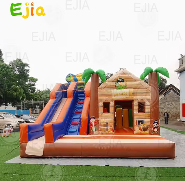 Ejia Piraten-Dschungel-Hüpfhaus mit Rutsche, Hüpfburg, 17FT, Bunt / Mehrfarbig - Bild 1