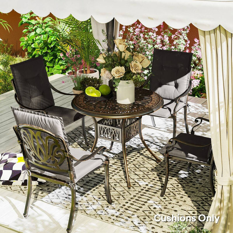 Outsunny Sitzkissen 4er Set grau aus Polyester mit Schaumstoff, wasserabweisend und UV-beständig, B/H/L: 50 x 5 x 108 cm - Bild 4
