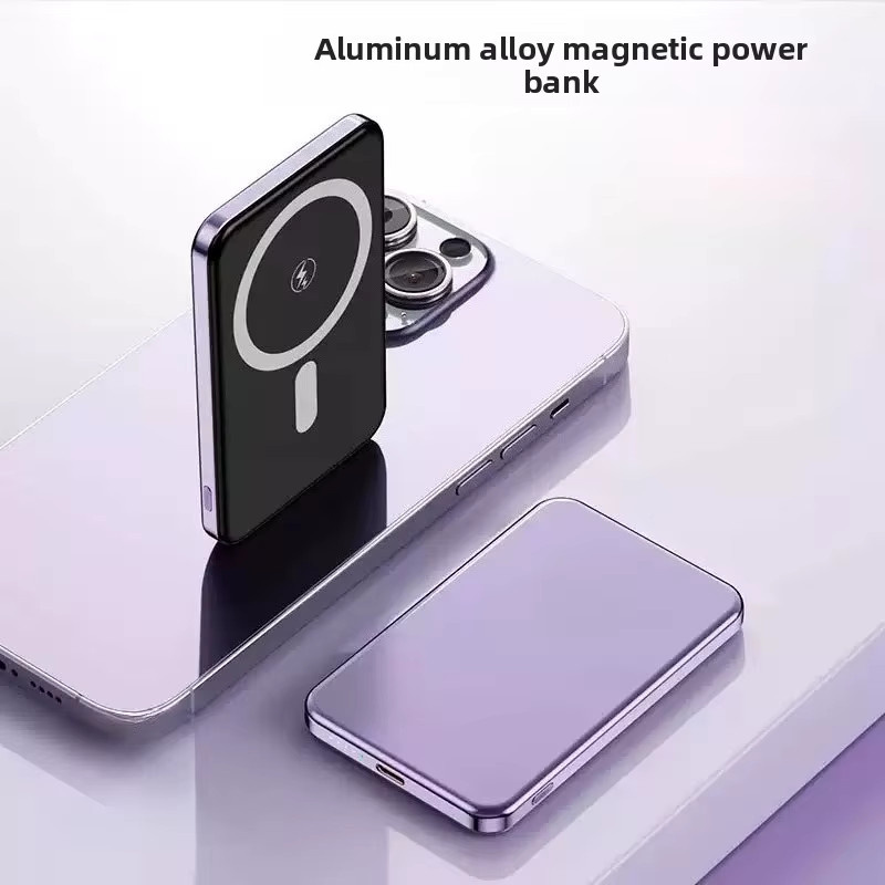 Taepiaai Magnetische Kabellose Powerbank 20000mAh Ultra-Dünn Tragbares MagSafe Ladegerät für iPhone in Grau - Bild 2