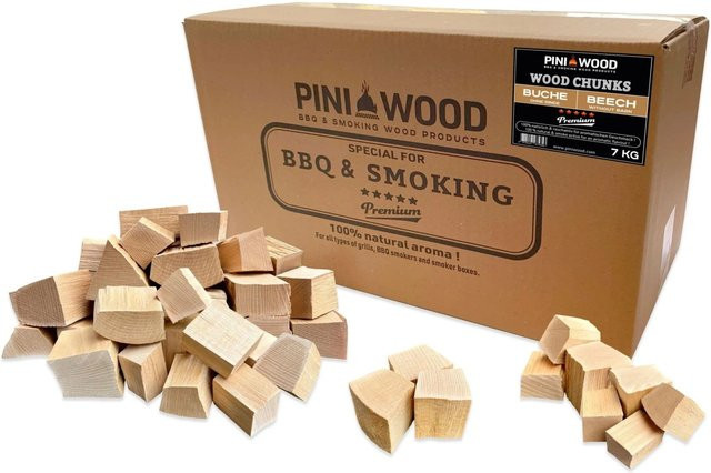 PINI Räucherklötze aus Buche ohne Rinde für Grill, Smoker und Pizzaofen, 7 kg - Bild 1