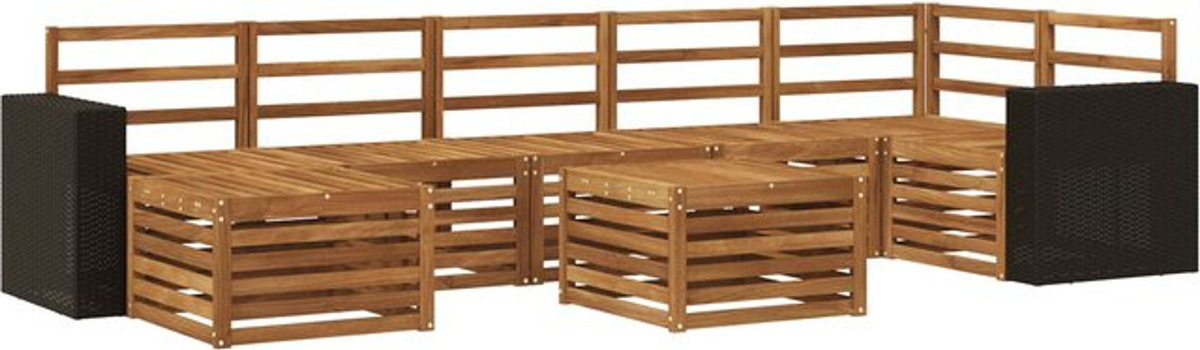 vidaXL Outdoor-Sofagarnitur aus Massivholz Akazie in Natur Braun, 8-teiliges Loungemöbel-Set im modernen und minimalistischen Design - Bild 1