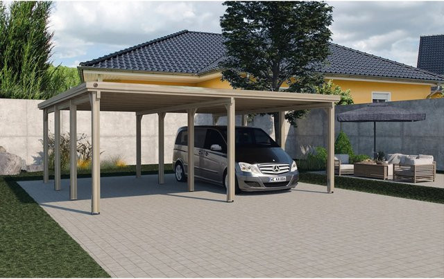 Weka Flachdach-Doppelcarport 618 Gr. 2 aus Nadelholz ohne Dachplatten B/T: 603 x 612 cm - Bild 1
