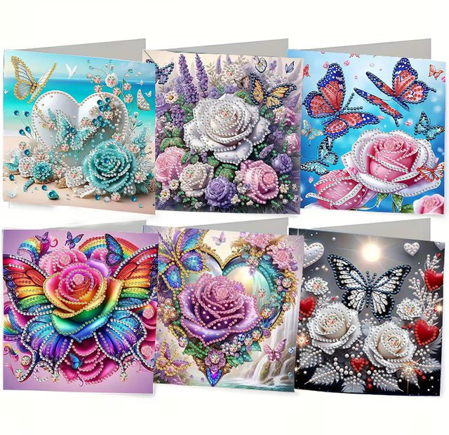 DIY-Diamantmalerei-Set, Blumenmuster-Design, 6-teiliges Set - Bild 1