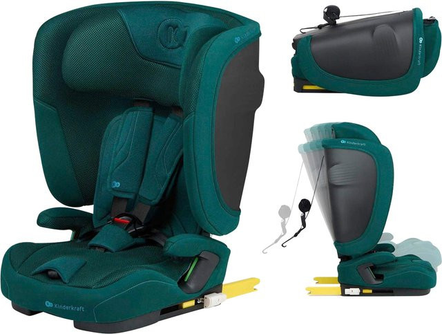 Kinderkraft Kindersitz FIX2GO in Grün mit ISOFIX, faltbar und nach vorne gerichtet (100-150 cm) nach UN R129 i-Size - Bild 1