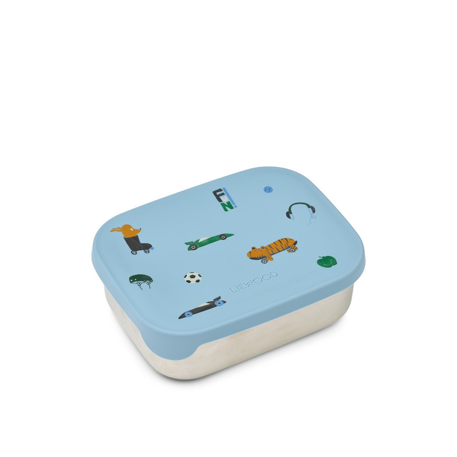 Liewood Arthur Printed Lunchbox mit Trennfächern in Blue aus Edelstahl und Silikon - Bild 1