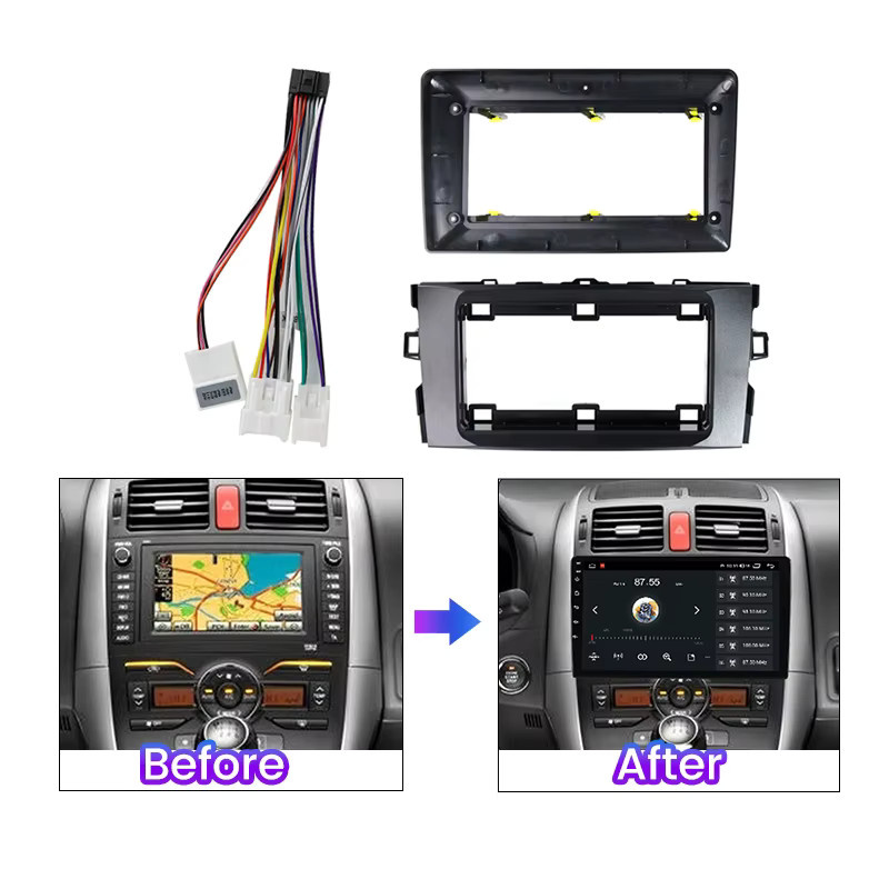 YELLOBERRY 9 Zoll Autoradio Rahmen mit Canbus Adapter für Toyota Auris 2006–2011 in Schwarz - Bild 2