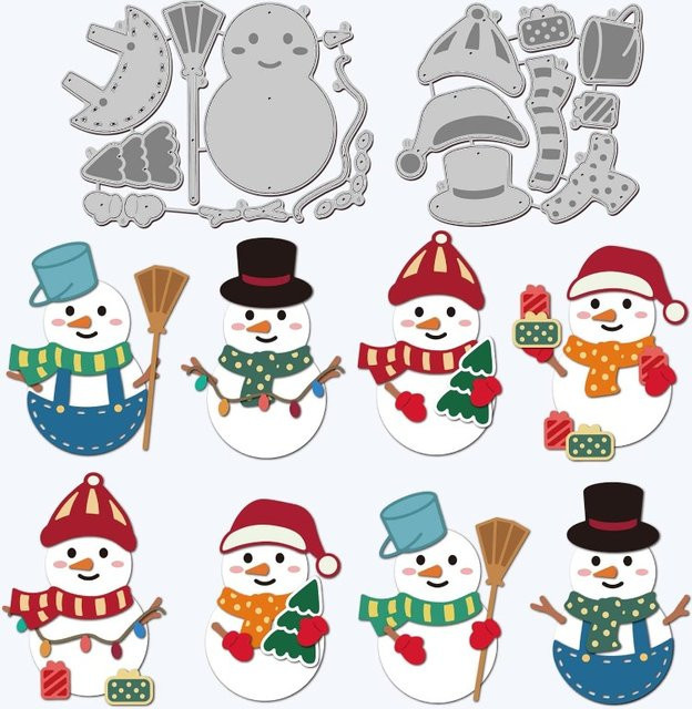 2er-Set Schneemann mit Hut und Schal aus Carbonstahl als Schneiden und Stanzen für Scrapbooking und DIY-Bastelarbeiten - Bild 1