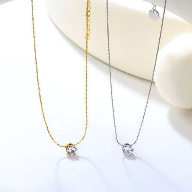 LUXUSTEEL Halskette Edelstahl, Zirkonia, Damen - Bild 1