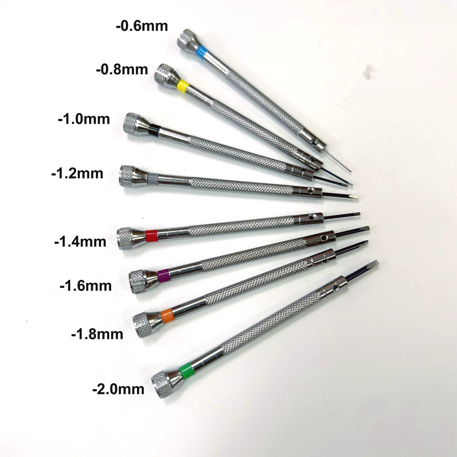 RACDONA Uhrmacherwerkzeug Set mit 20 Stück Flach- und Kreuzschlitz-Schraubendrehern von 0,6mm bis 2,0mm - Bild 3