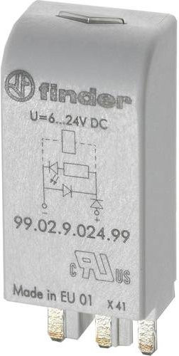 Finder Steckmodul mit EMV-Entstörbeschaltung, Diode und LED in Grün, Modell 99.02.9.220.99 für Relais - Bild 1