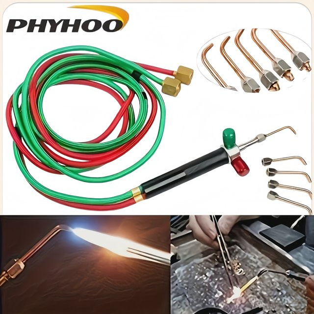 PHYHOO Schmuck-Schweißbrenner-Set aus Metall mit 5 Spitzen für die Schmuckverarbeitung - Bild 1