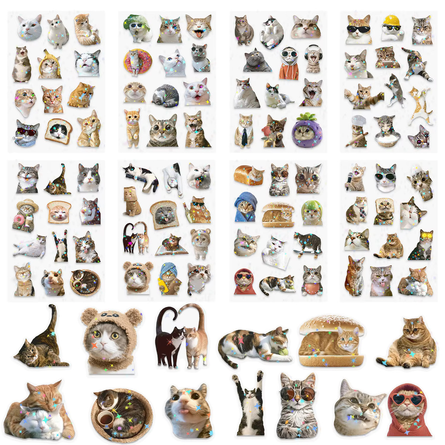 Bandai Katzen-MEME-Aufkleber, 8-teiliges Set, Tiere, Bunt / Mehrfarbig - Bild 5